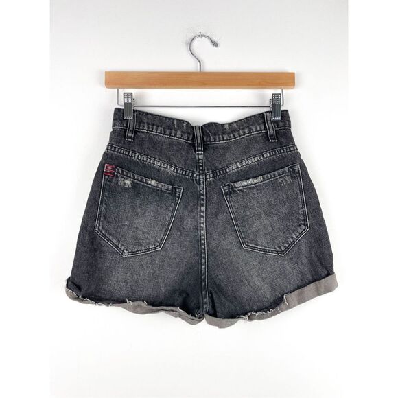 UO BDG Mom High Rise Shorts Black Distressed Cuffed Size 24 W - Picture 3 of 10